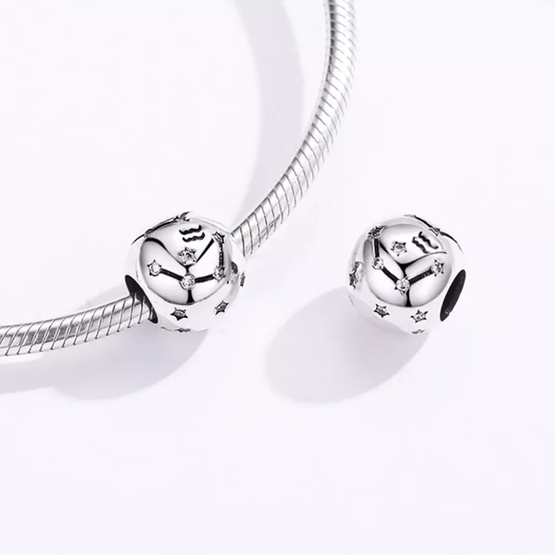 (imagen para) Charm de plata al estilo Pandora con signo de Acuario - SCC1218-11 - Ver 4