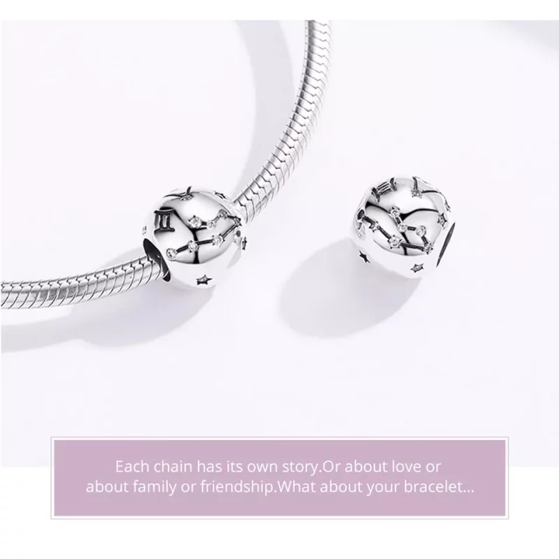 (imagen para) Charm de Plata al Estilo Pandora con Signo de Géminis - SCC1218-3 - Ver 5