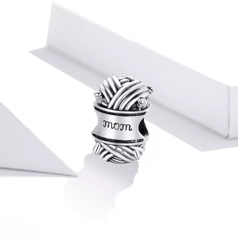(imagen para) Charm de Plata con Bola de Hilo al Estilo Pandora - SCC1654 - Ver 2