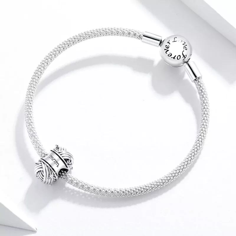 (imagen para) Charm de Plata con Bola de Hilo al Estilo Pandora - SCC1654 - Ver 3