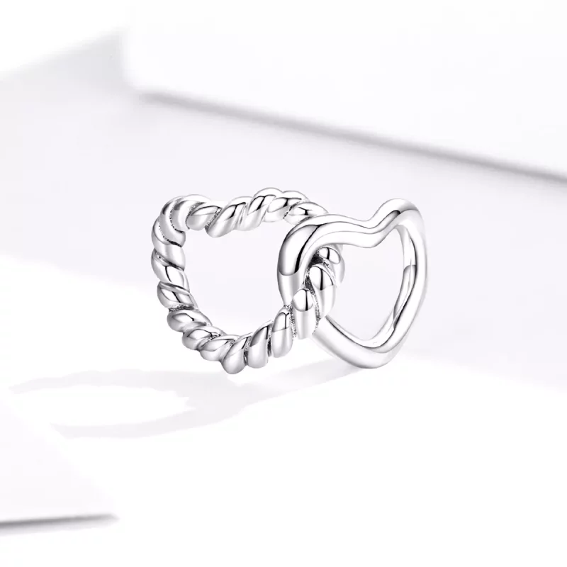 (imagen para) Charm de Plata con Corazones Entrelazados al Estilo de Pandora - SCC1563 - Ver 2