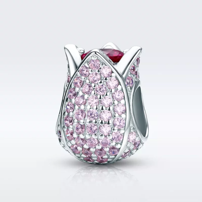 (imagen para) Charm de plata con diseño de tulipán al estilo de Pandora - SCC569 - Ver 2