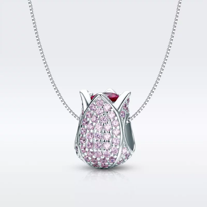 (imagen para) Charm de plata con diseño de tulipán al estilo de Pandora - SCC569 - Ver 3