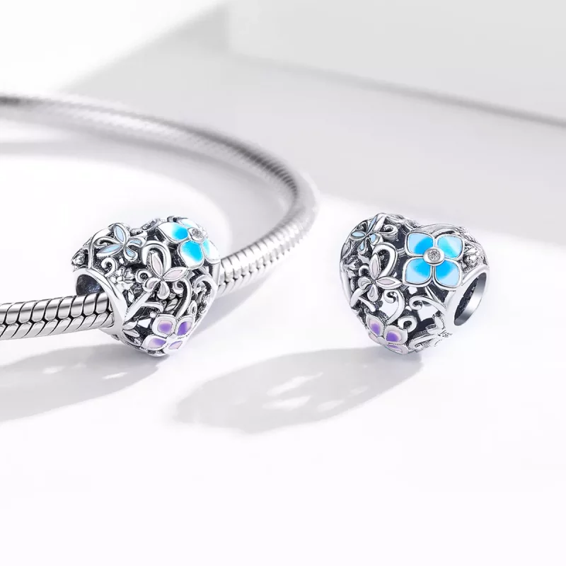 (imagen para) Charm de plata con estilo Pandora con flores y mariposas - SCC1836 - Ver 4
