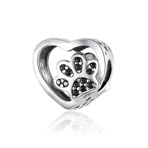 (imagen para) Charm de plata con estilo Pandora con huella de pata de mascotas - SCC1191-Bk