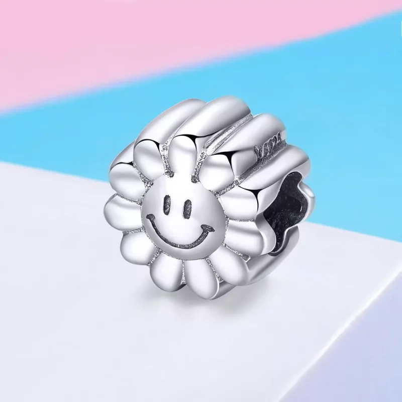 (imagen para) Charm de plata con estilo Pandora con un sol sonriente - SCC901 - Ver 2