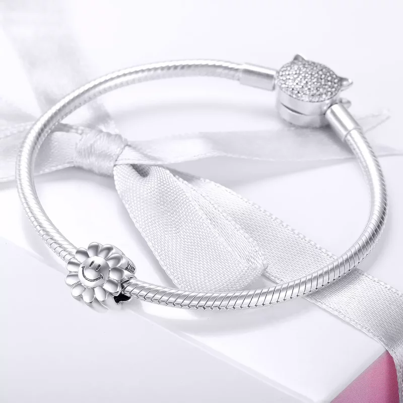 (imagen para) Charm de plata con estilo Pandora con un sol sonriente - SCC901 - Ver 3