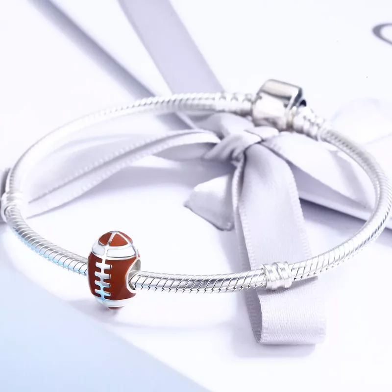 (imagen para) Charm de plata con estilo Pandora de fútbol americano - SCC442 - Ver 4