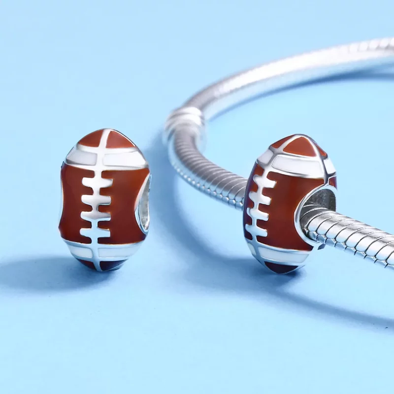 (imagen para) Charm de plata con estilo Pandora de fútbol americano - SCC442 - Ver 5