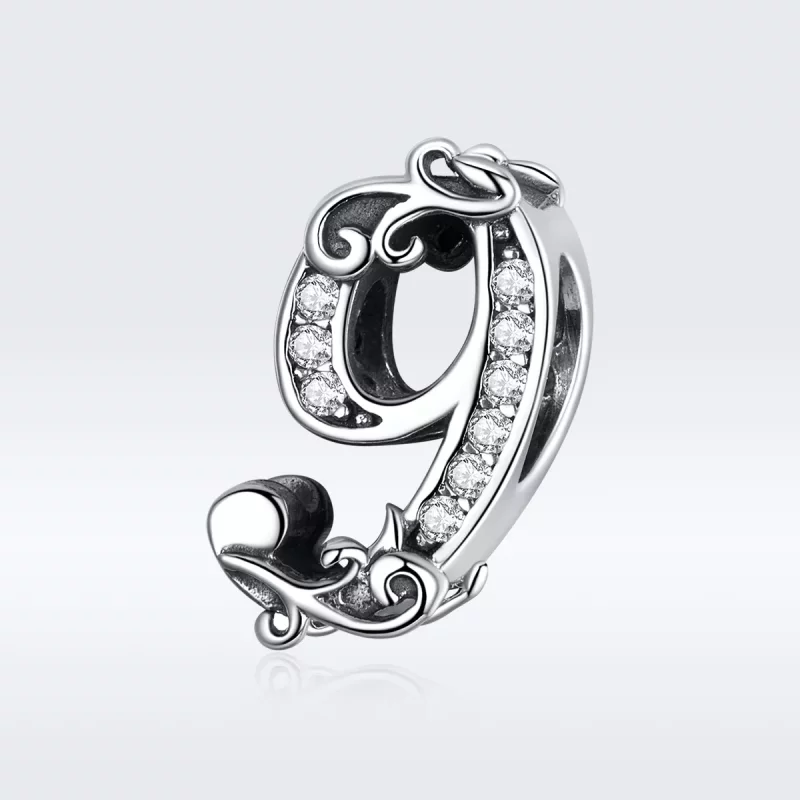 (imagen para) Charm de plata con estilo Pandora en forma de número 9 - SCC1418-9 - Ver 5