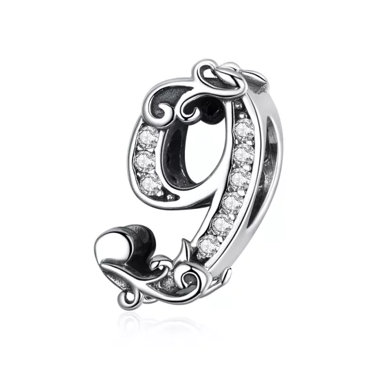 (imagen para) Charm de plata con estilo Pandora en forma de número 9 - SCC1418-9