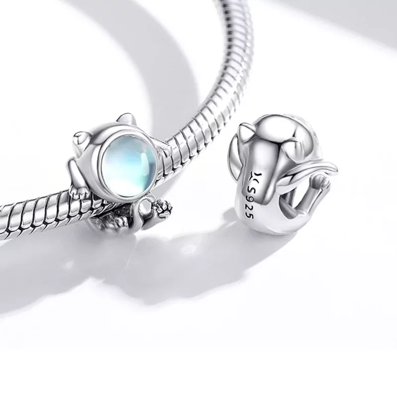 (imagen para) Charm de plata con estilo Pandora inspirado en gato espacial - SCC1697 - Ver 4