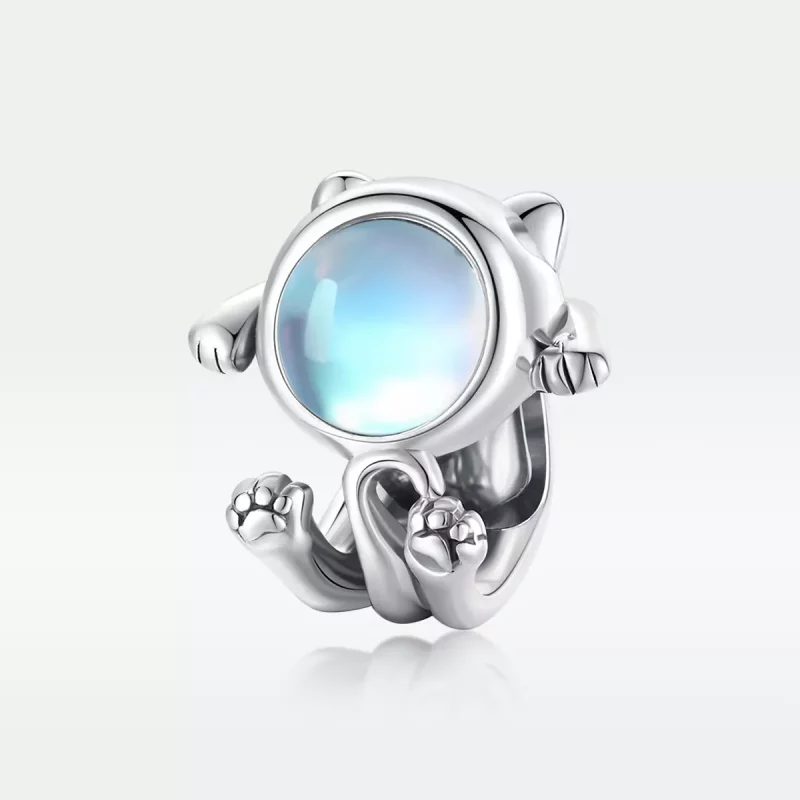 (imagen para) Charm de plata con estilo Pandora inspirado en gato espacial - SCC1697 - Ver 5