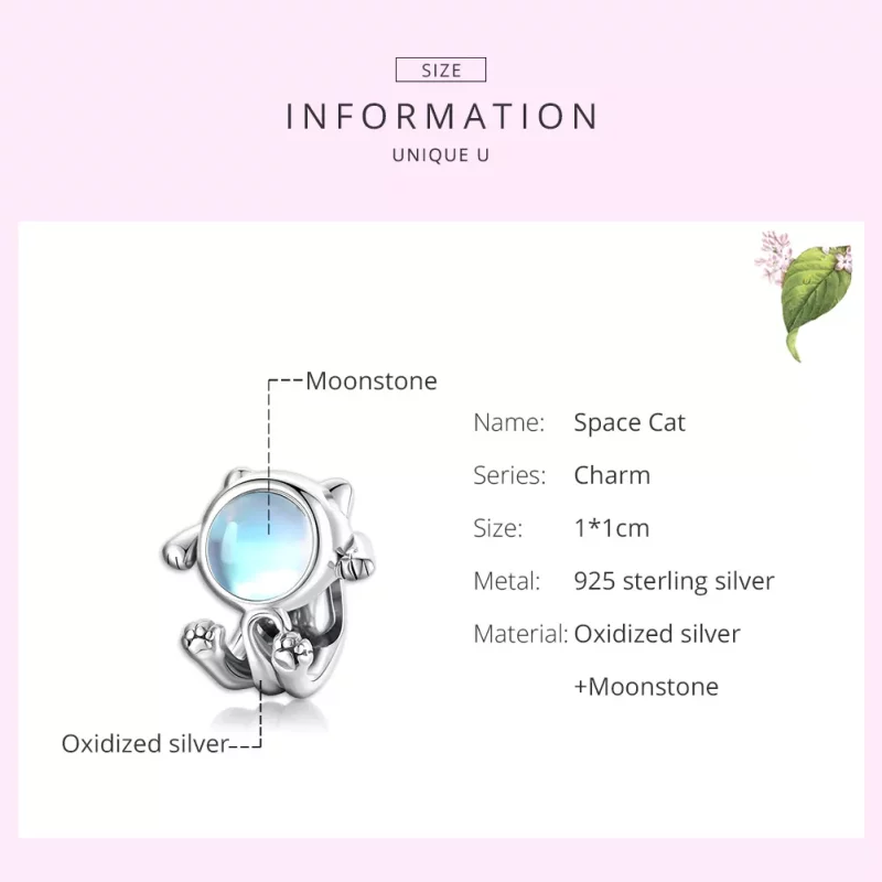 (imagen para) Charm de plata con estilo Pandora inspirado en gato espacial - SCC1697 - Ver 7