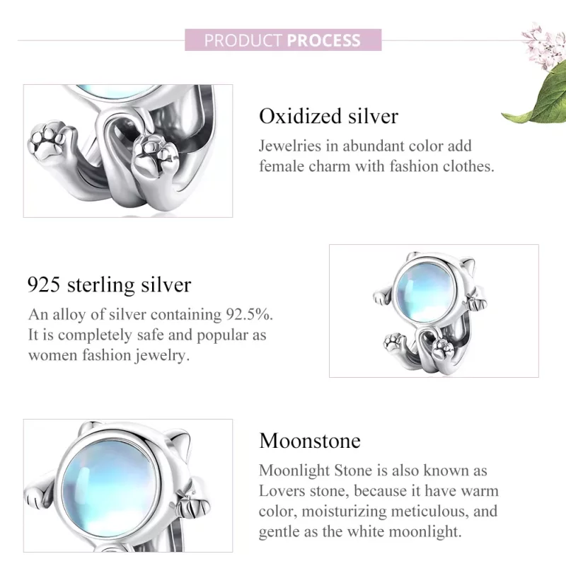 (imagen para) Charm de plata con estilo Pandora inspirado en gato espacial - SCC1697 - Ver 8
