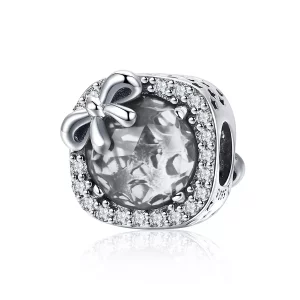 (imagen para) Charm de plata con lazo de pavé estilo Pandora - SCC1058-Wh