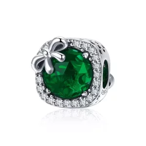(imagen para) Charm de plata con lazo pavé estilo Pandora - SCC1058-Gn