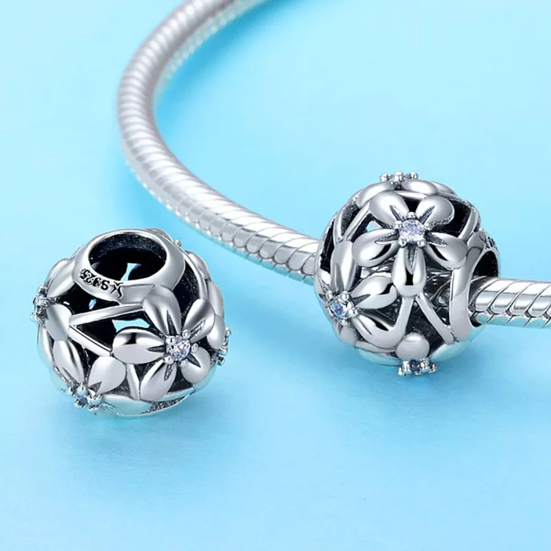 (imagen para) Charm de plata en forma de flor estilo Pandora - SCC729 - Ver 2