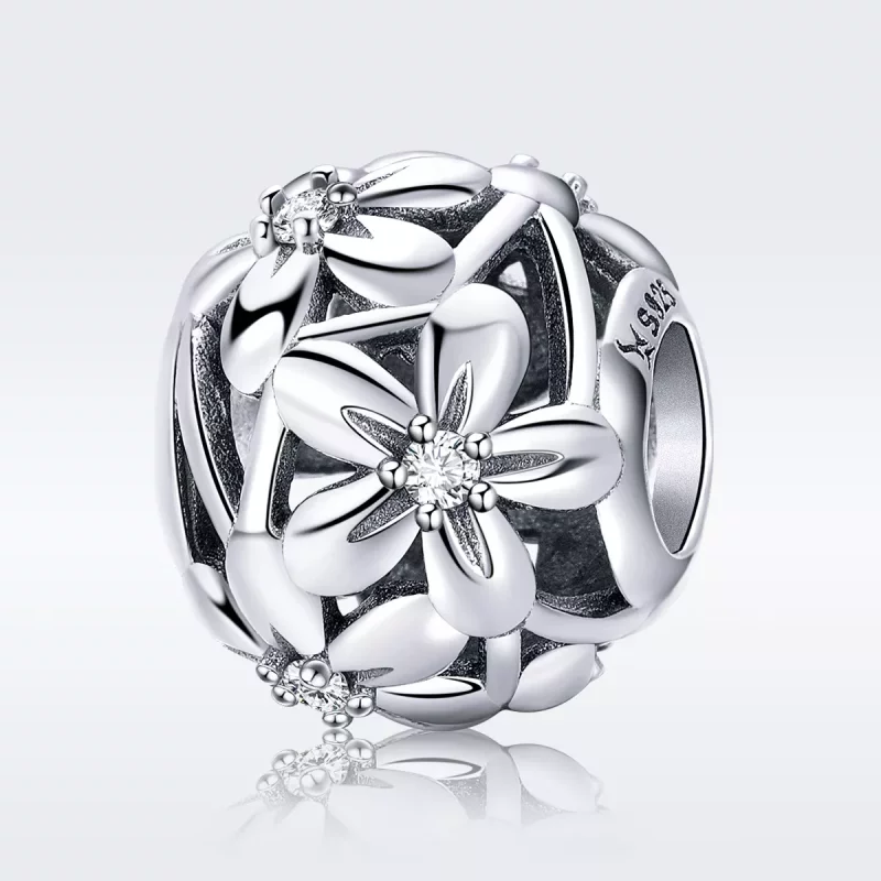 (imagen para) Charm de plata en forma de flor estilo Pandora - SCC729 - Ver 3