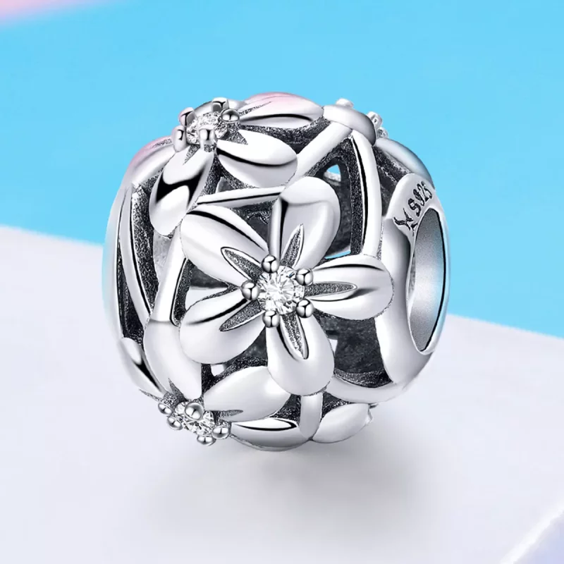 (imagen para) Charm de plata en forma de flor estilo Pandora - SCC729 - Ver 4