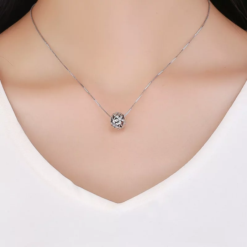 (imagen para) Charm de plata en forma de flor estilo Pandora - SCC729 - Ver 5