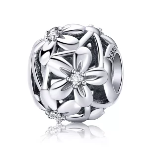 (imagen para) Charm de plata en forma de flor estilo Pandora - SCC729
