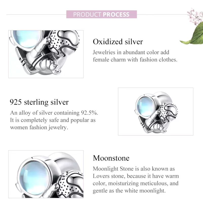 (imagen para) Charm de Plata Estilo Pandora Caminata Espacial - SCC1694 - Ver 8