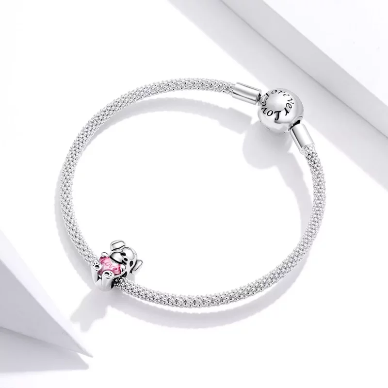 (imagen para) Charm de plata estilo Pandora con adorable cachorrito - SCC1677 - Ver 3
