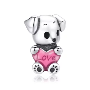 (imagen para) Charm de plata estilo Pandora con adorable cachorrito - SCC1677