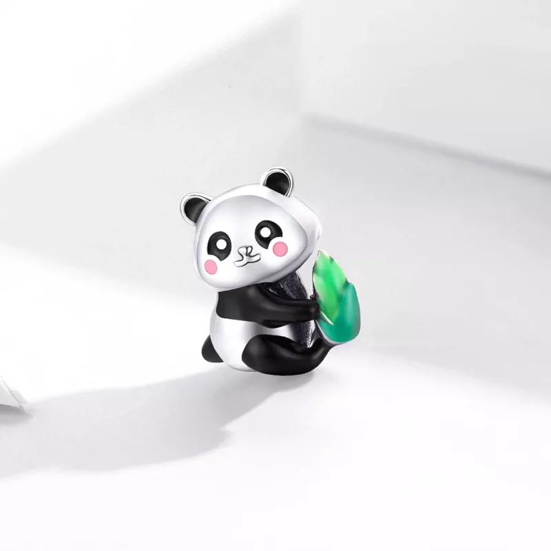 (imagen para) Charm de plata estilo Pandora con adorable cachorro de panda - SCC1832 - Ver 2