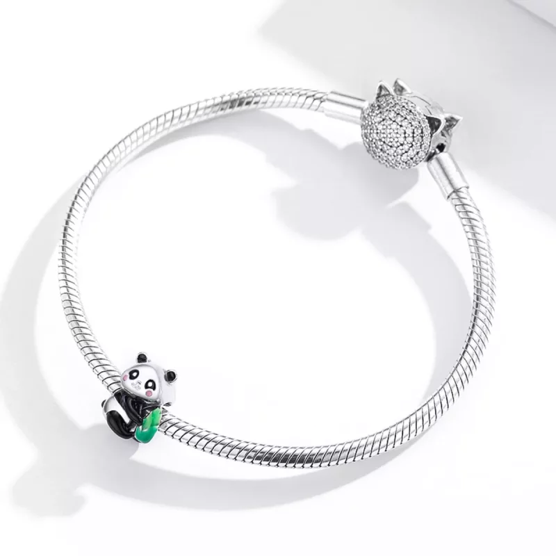 (imagen para) Charm de plata estilo Pandora con adorable cachorro de panda - SCC1832 - Ver 3