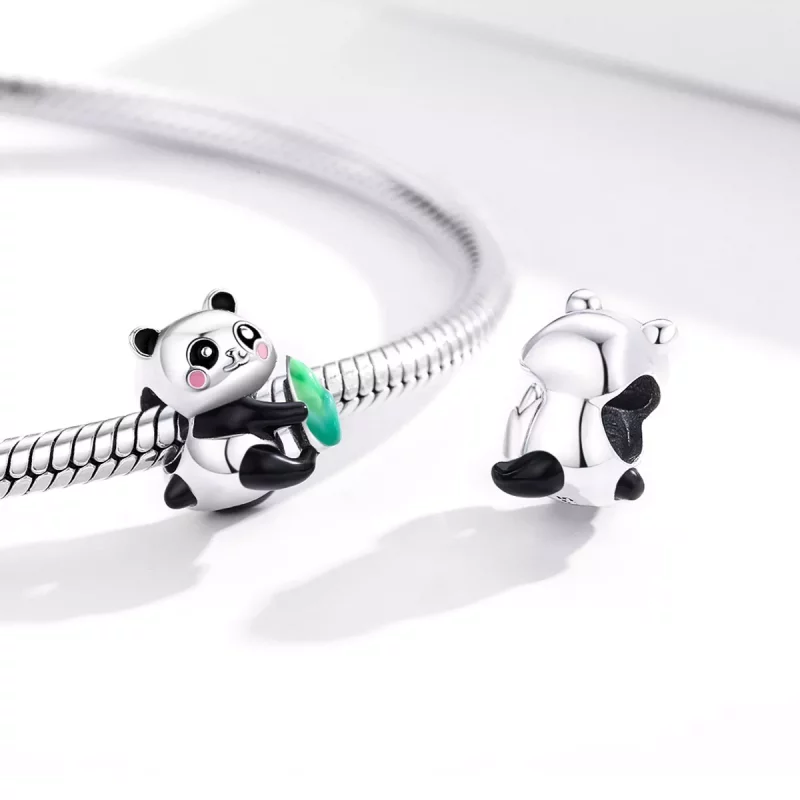 (imagen para) Charm de plata estilo Pandora con adorable cachorro de panda - SCC1832 - Ver 4