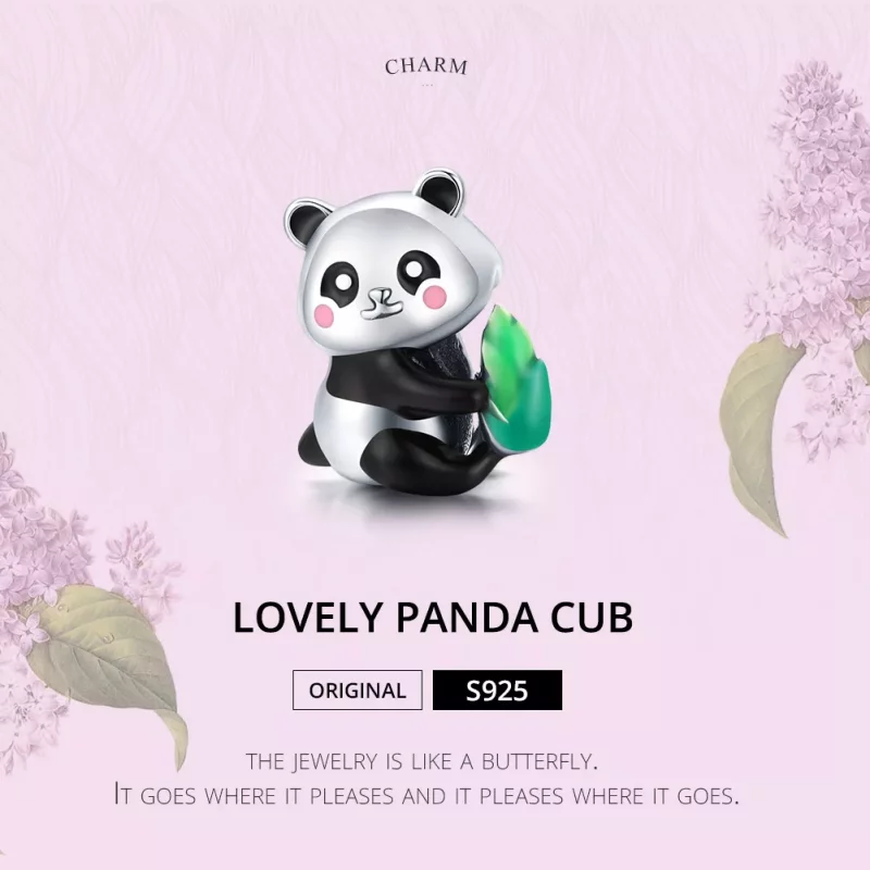 (imagen para) Charm de plata estilo Pandora con adorable cachorro de panda - SCC1832 - Ver 6