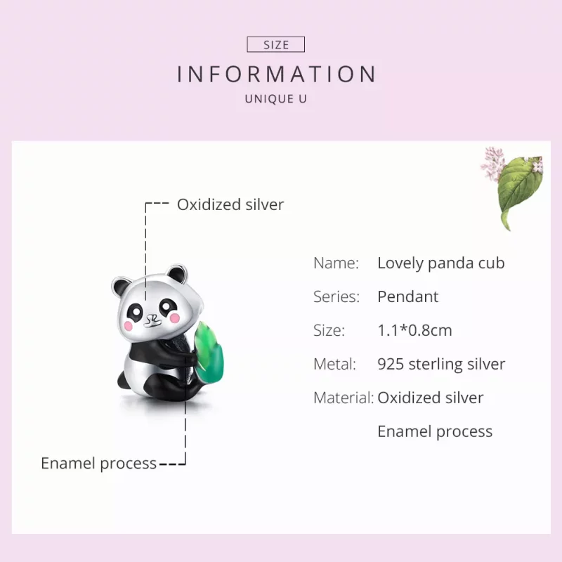 (imagen para) Charm de plata estilo Pandora con adorable cachorro de panda - SCC1832 - Ver 7