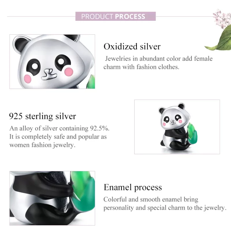 (imagen para) Charm de plata estilo Pandora con adorable cachorro de panda - SCC1832 - Ver 8