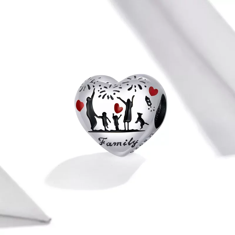 (imagen para) Charm de Plata Estilo Pandora con Amor Familiar - SCC1634 - Ver 2