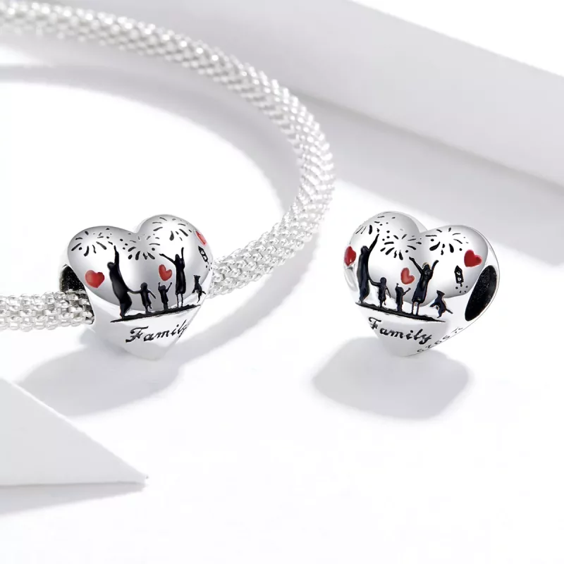 (imagen para) Charm de Plata Estilo Pandora con Amor Familiar - SCC1634 - Ver 4