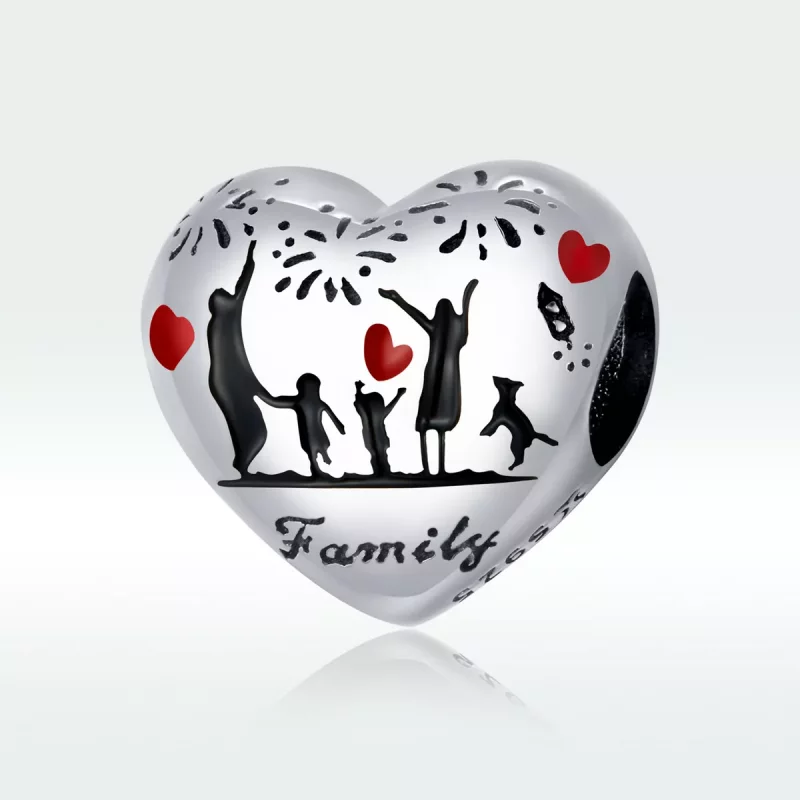 (imagen para) Charm de Plata Estilo Pandora con Amor Familiar - SCC1634 - Ver 5