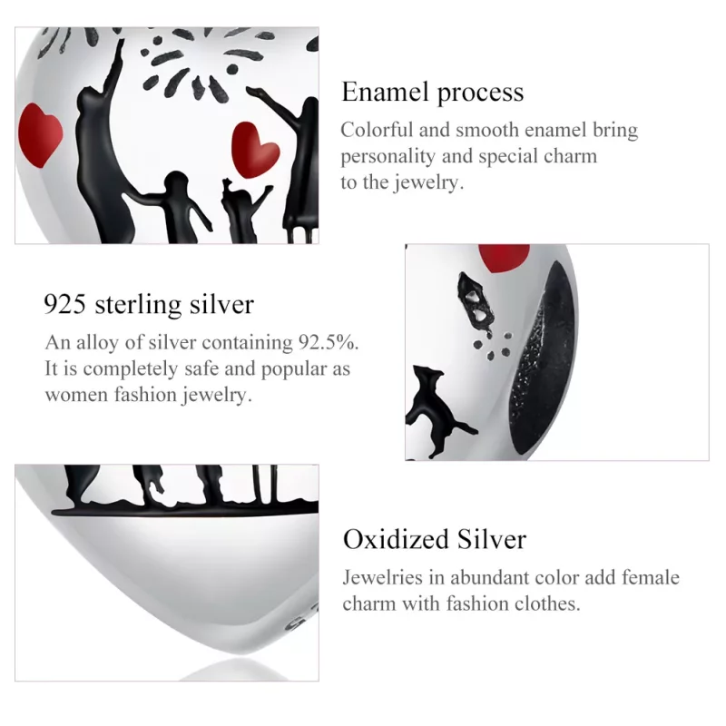 (imagen para) Charm de Plata Estilo Pandora con Amor Familiar - SCC1634 - Ver 7