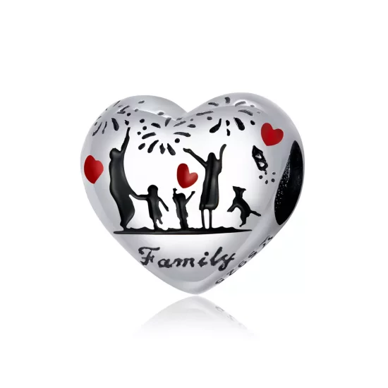 (imagen para) Charm de Plata Estilo Pandora con Amor Familiar - SCC1634