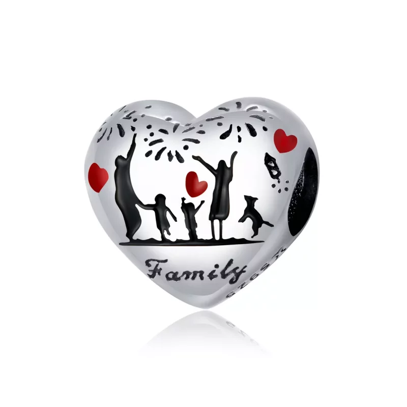 (imagen para) Charm de Plata Estilo Pandora con Amor Familiar - SCC1634