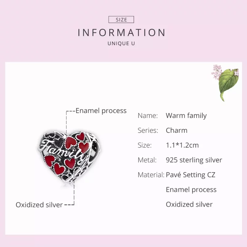 (imagen para) Charm de Plata Estilo Pandora con Cálido Diseño Familiar - SCC1750 - Ver 7