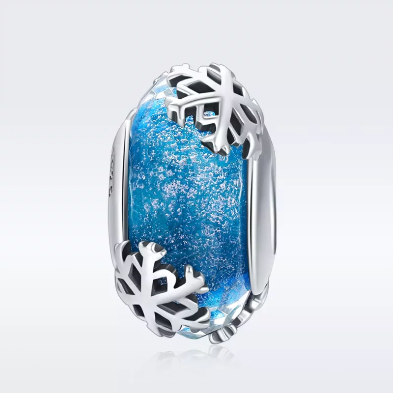 (imagen para) Charm de plata estilo Pandora con copos de nieve invernales congelados - SCC862 - Ver 3