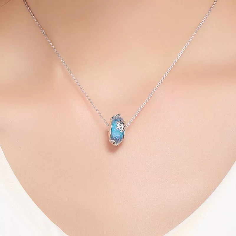 (imagen para) Charm de plata estilo Pandora con copos de nieve invernales congelados - SCC862 - Ver 5