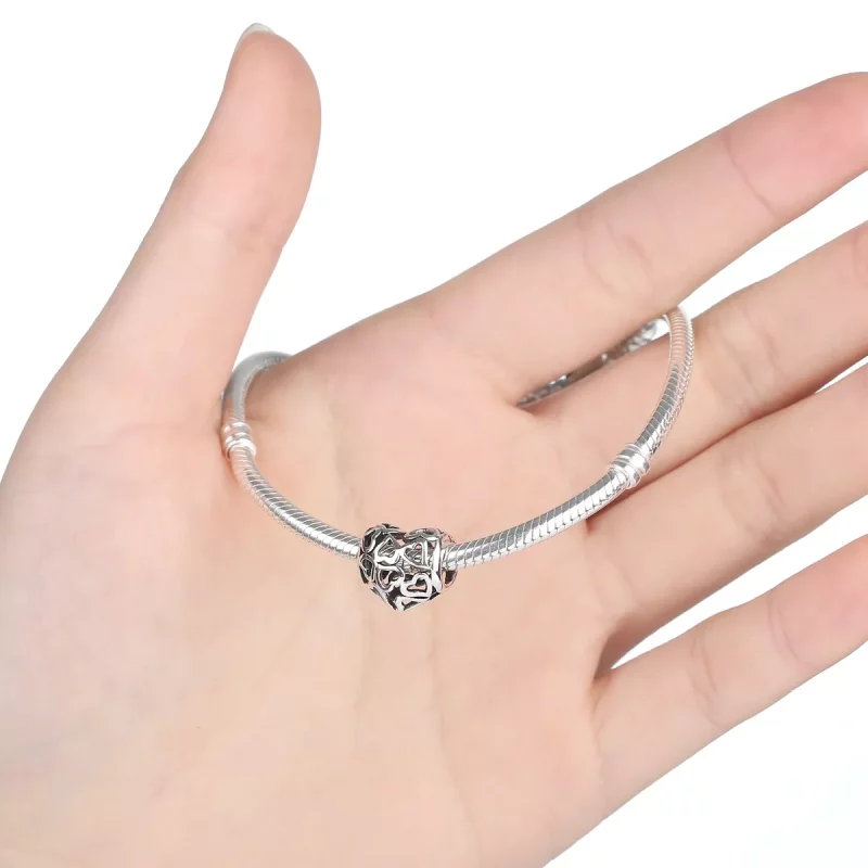 (imagen para) Charm de Plata Estilo Pandora con Corazones Calados - SCC024 - Ver 4