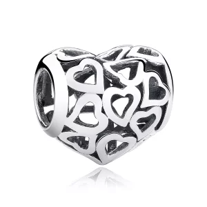(imagen para) Charm de Plata Estilo Pandora con Corazones Calados - SCC024