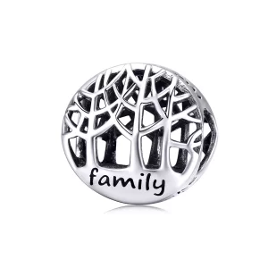(imagen para) Charm de plata estilo Pandora con diseño de bosque familiar - SCC1144