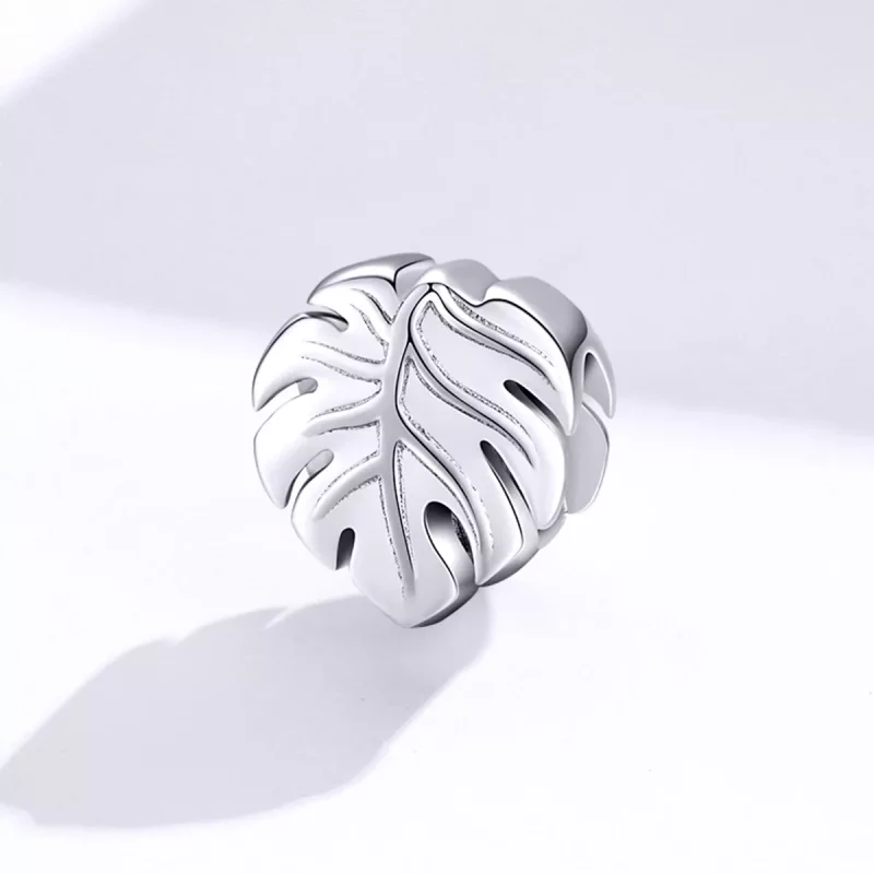 (imagen para) Charm de plata estilo Pandora con diseño de Monstera - BSC141 - Ver 2
