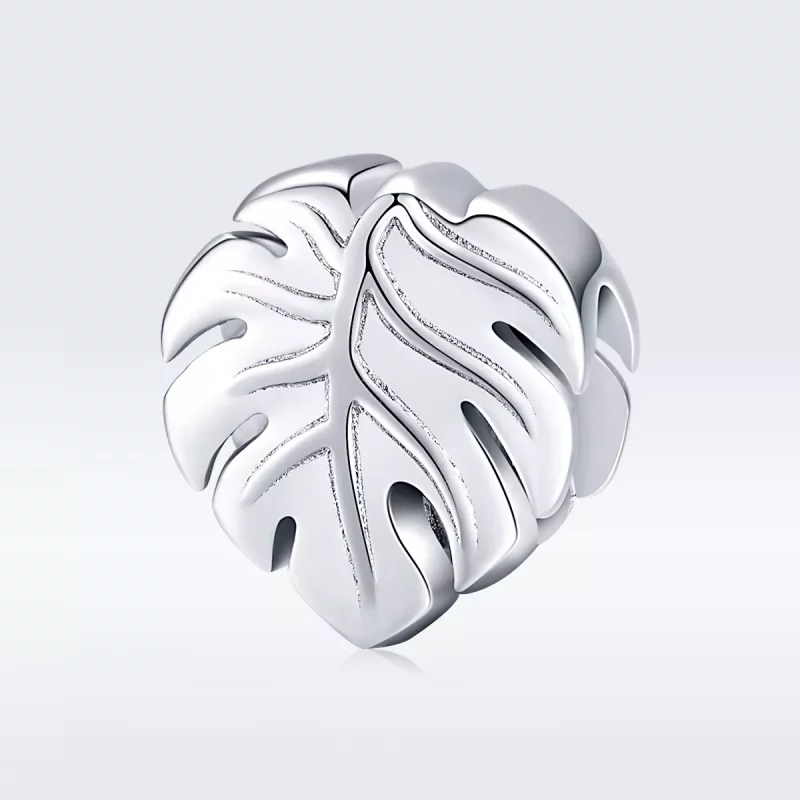 (imagen para) Charm de plata estilo Pandora con diseño de Monstera - BSC141 - Ver 5