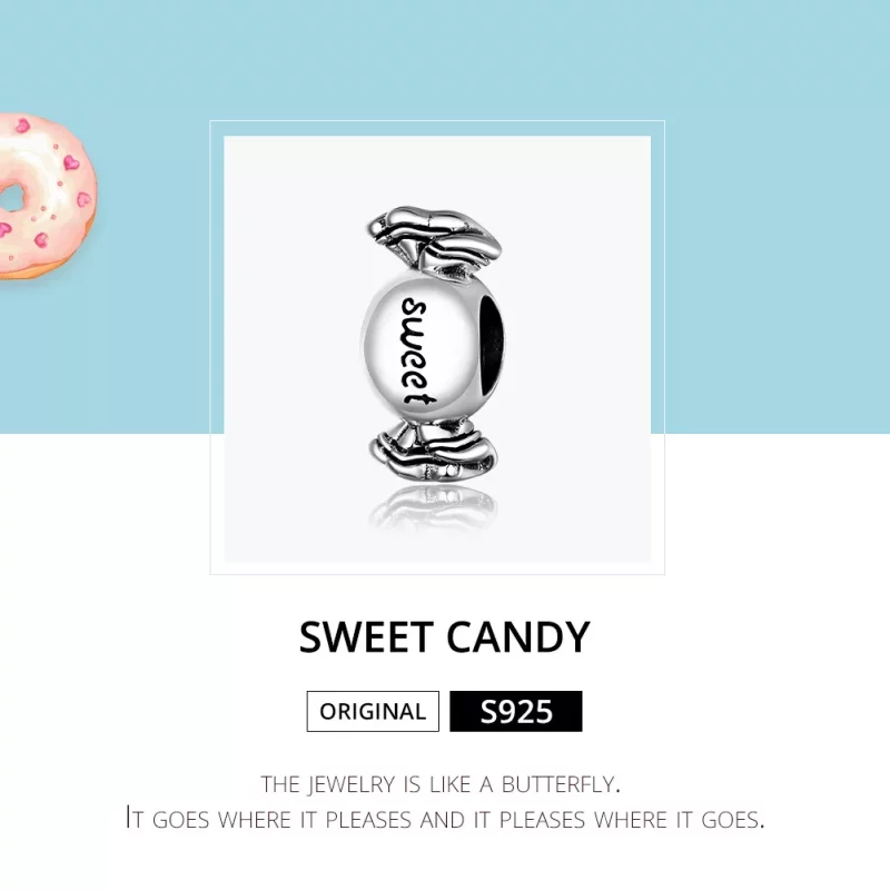 (imagen para) Charm de plata estilo Pandora con dulce de caramelo - BSC353 - Ver 6